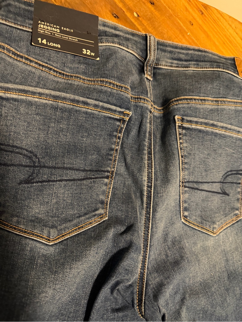 American Eagle Medium Blue Stretch Jeans - high rise next level stretch - Picture 5 of 8